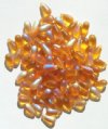 50 5x10mm Transparent Matte Topaz AB Drop Beads